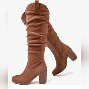 Luoika Brown Knee-High Women's Boots - Extra Wide